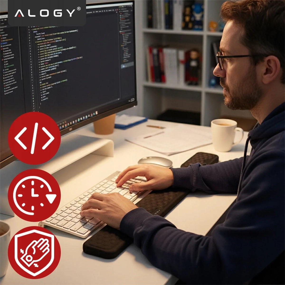 Alogy ErgoSupport™ riešų atramų rinkinys klaviatūrai ir pelei su Memory Foam