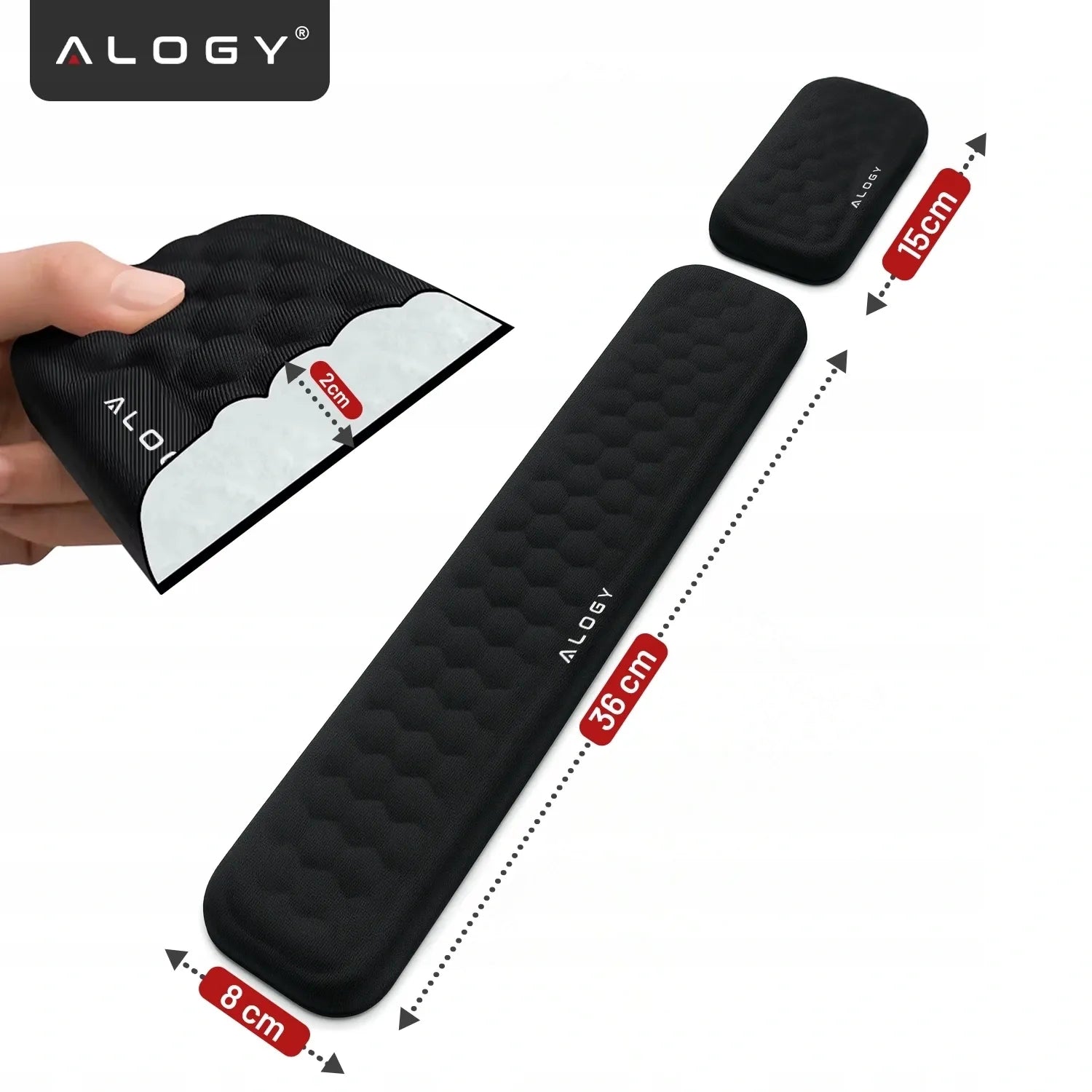 Alogy ErgoSupport™ riešų atramų rinkinys klaviatūrai ir pelei su Memory Foam