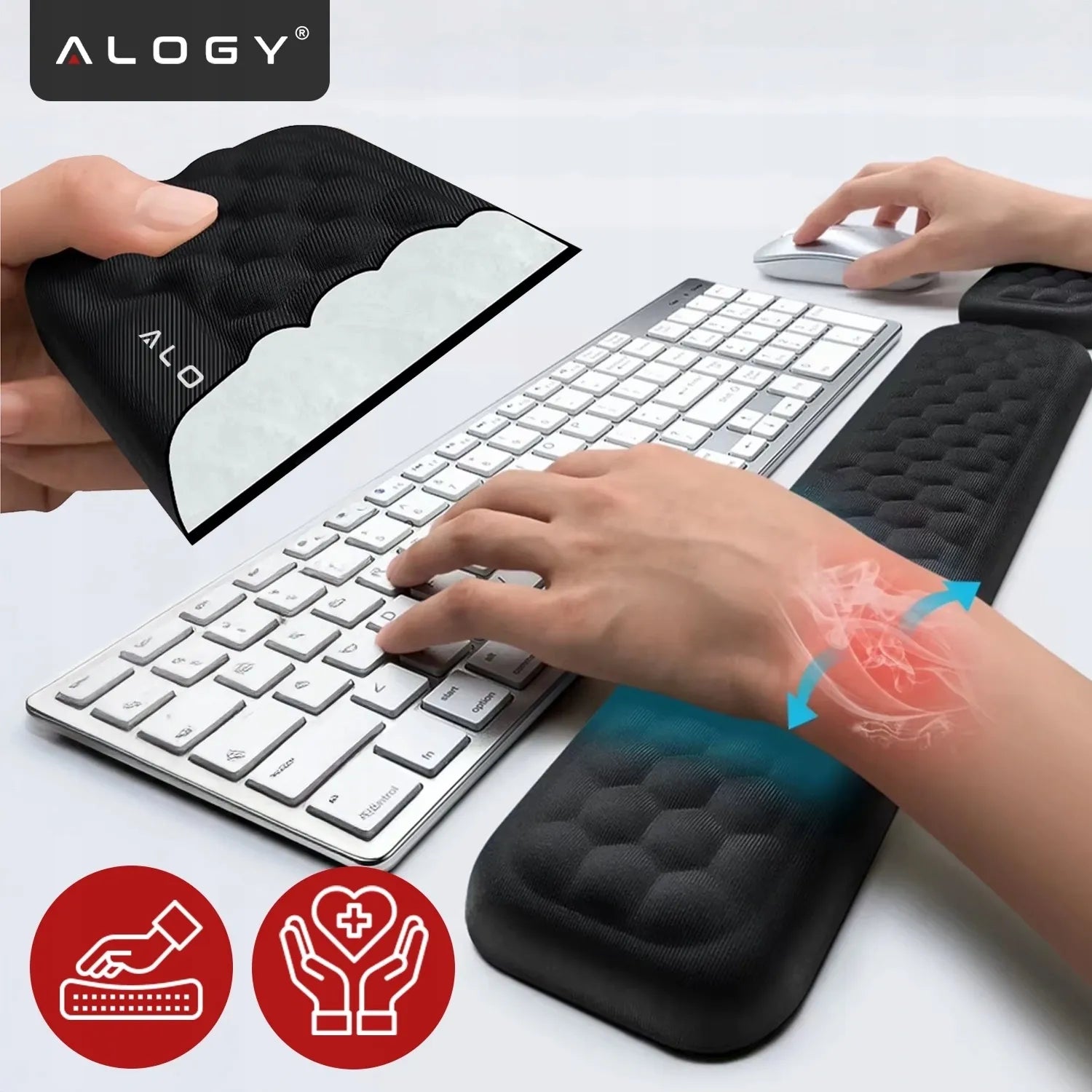 Alogy ErgoSupport™ riešų atramų rinkinys klaviatūrai ir pelei su Memory Foam