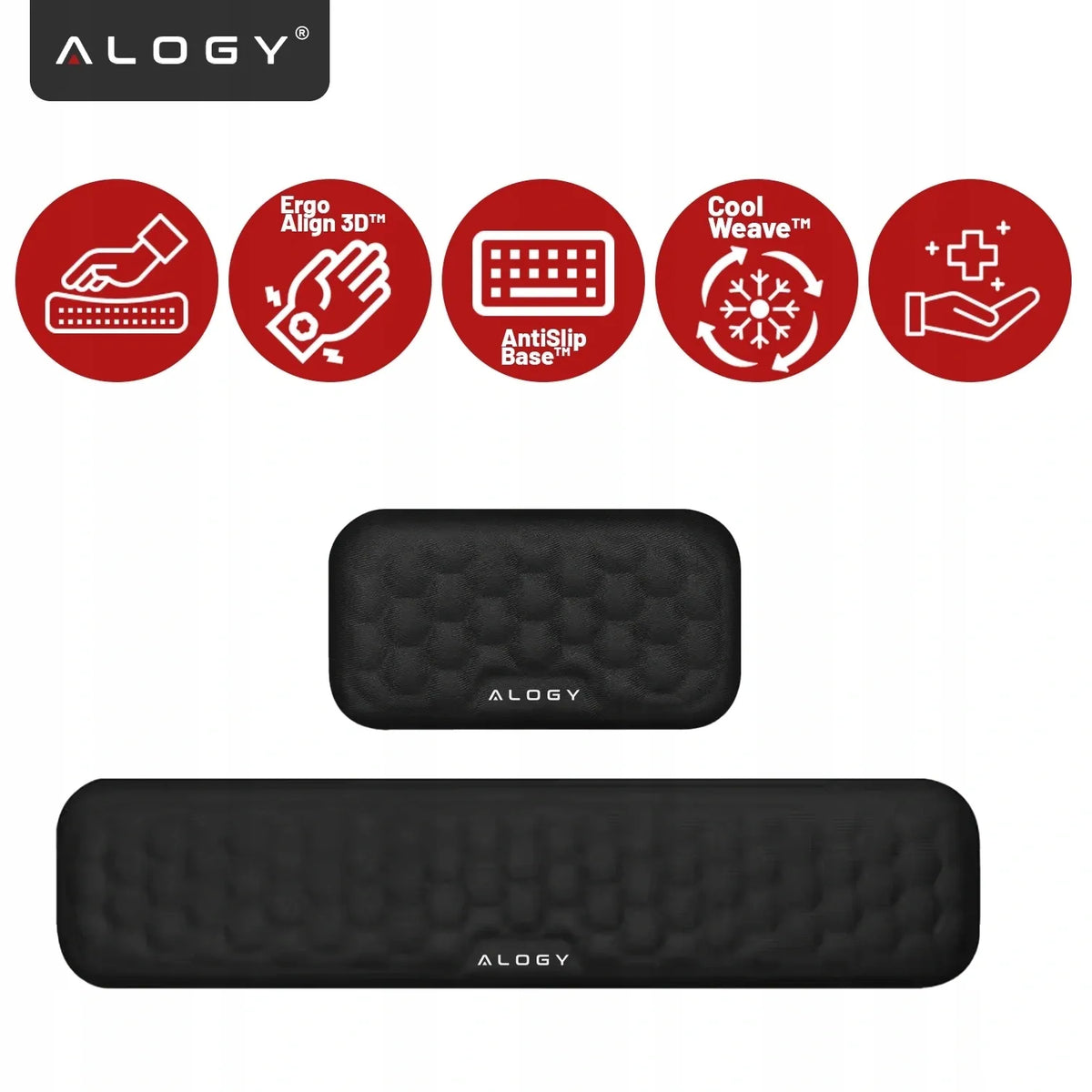 Alogy ErgoSupport™ riešų atramų rinkinys klaviatūrai ir pelei su Memory Foam