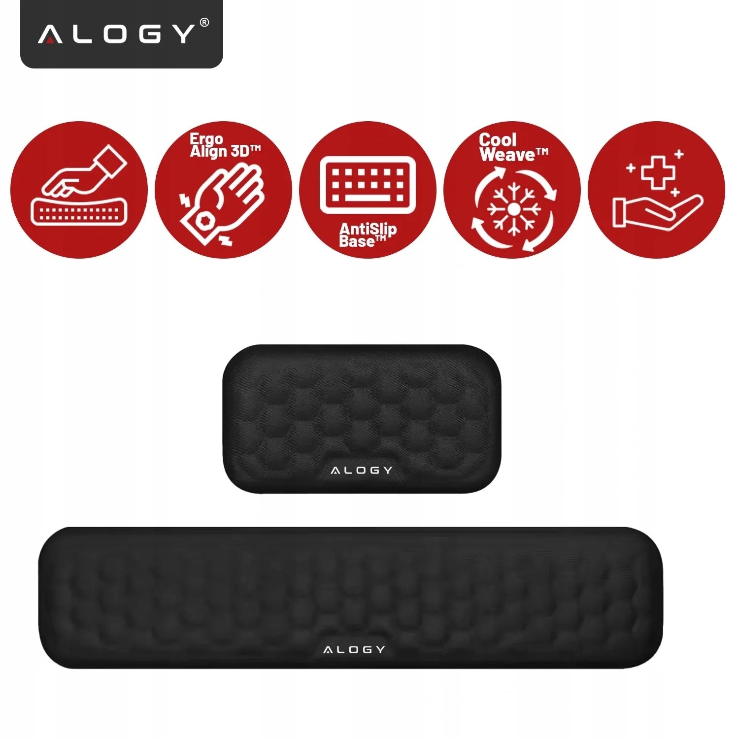 Alogy ErgoSupport™ riešų atramų rinkinys klaviatūrai ir pelei su Memory Foam