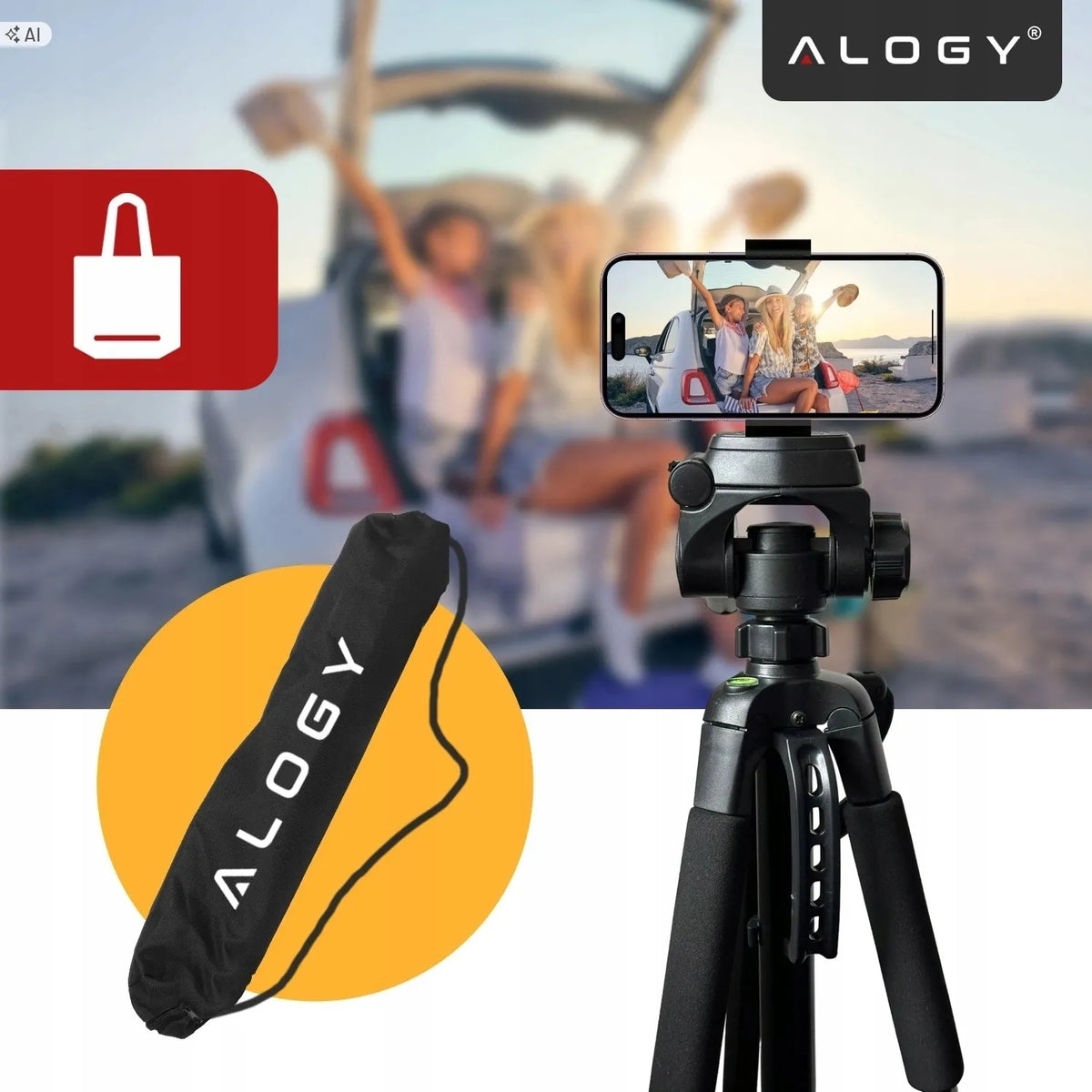 „Alogy“ fotografinis trikojis su telefono ir fotoaparato laikikliu, 59–170 cm