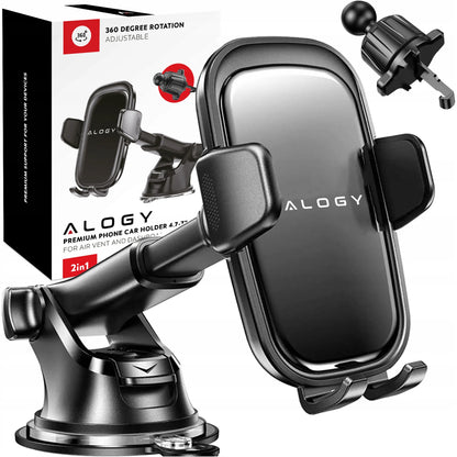 Alogy stiprus automobilinis telefono laikiklis tvirtinamas prie stiklo, prietaisų skydelio arba grotelių