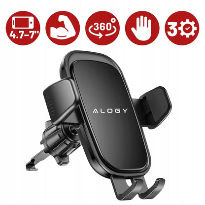 Alogy stiprus automobilinis telefono laikiklis tvirtinamas prie stiklo, prietaisų skydelio arba grotelių