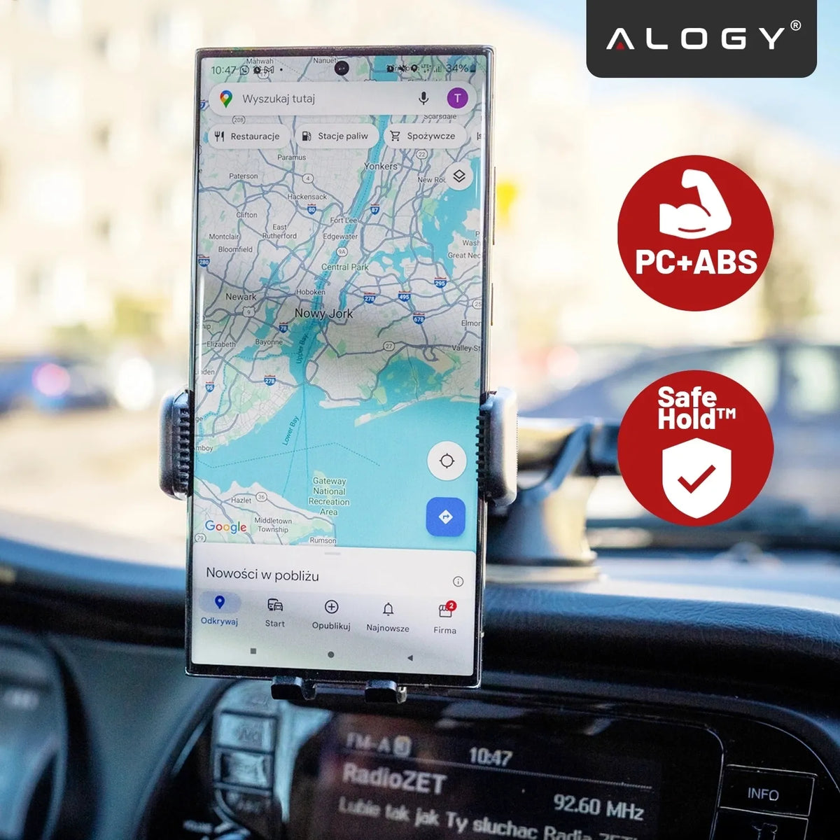 Alogy stiprus automobilinis telefono laikiklis tvirtinamas prie stiklo, prietaisų skydelio arba grotelių