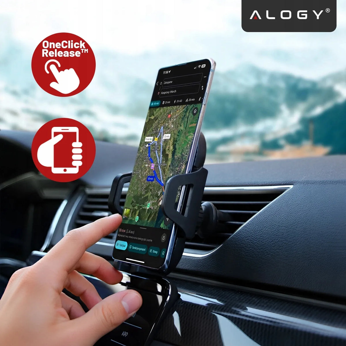 Alogy telefono laikiklis prietaisų skydeliui arba stiklui + organizatorius