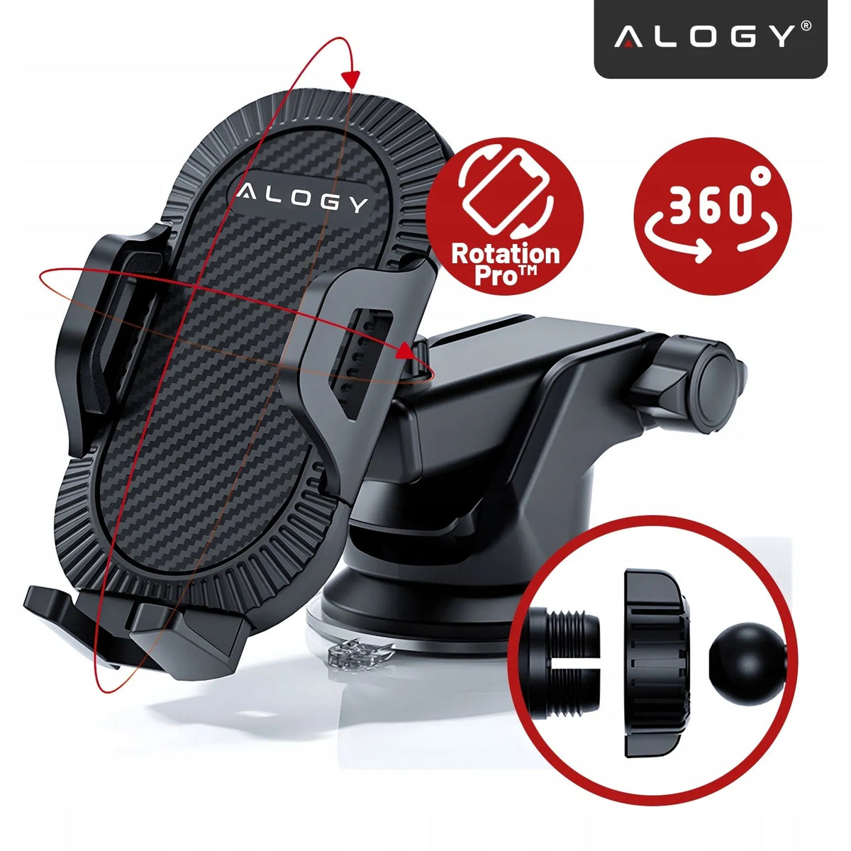 Alogy telefono laikiklis prietaisų skydeliui arba stiklui + organizatorius