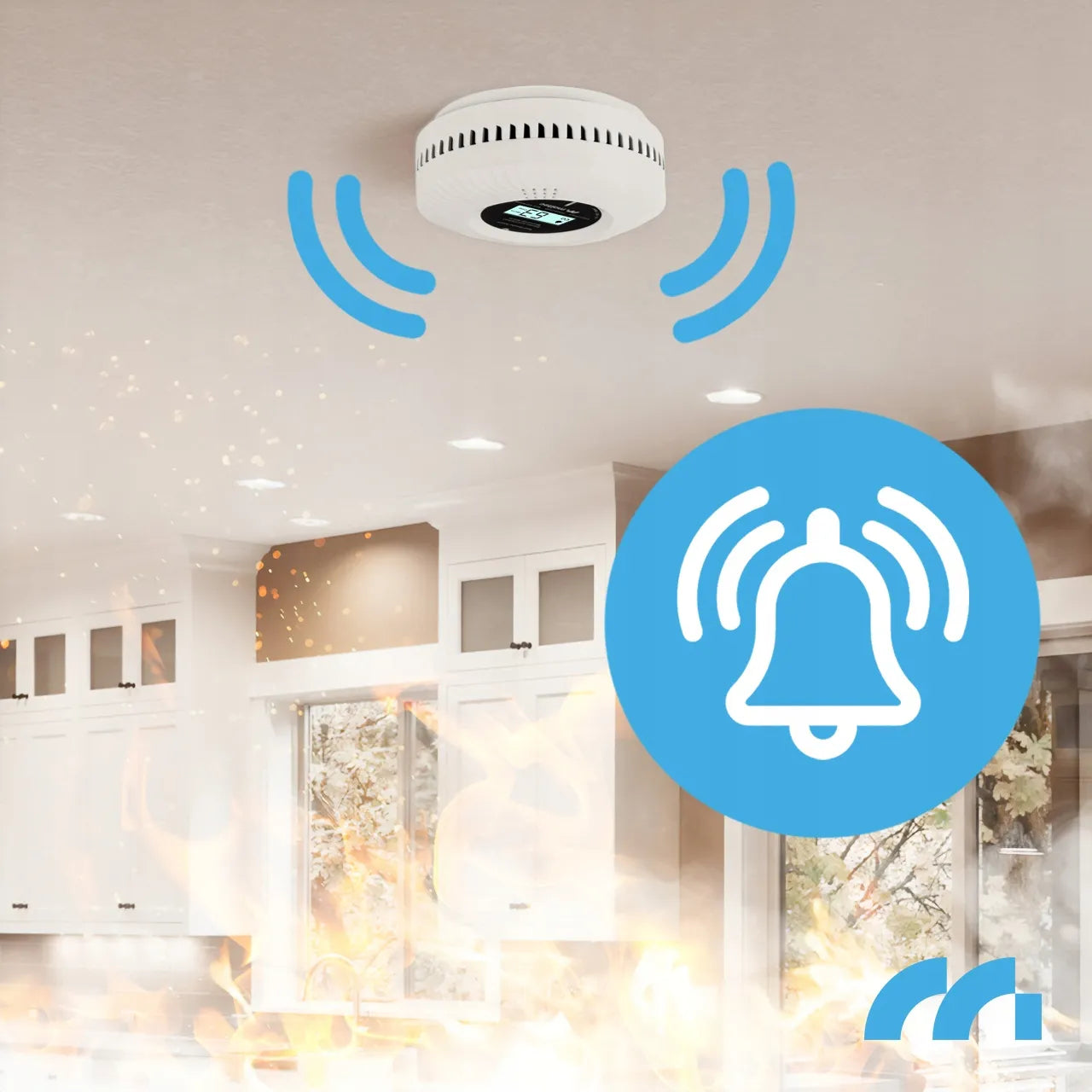 ANGLIES IR DŪMŲ JUTIKLIS, ANGLIES MONOKSIDO DETEKTORIUS, SERTIFIKUOTAS 2 VIENAME LCD ALARMAS