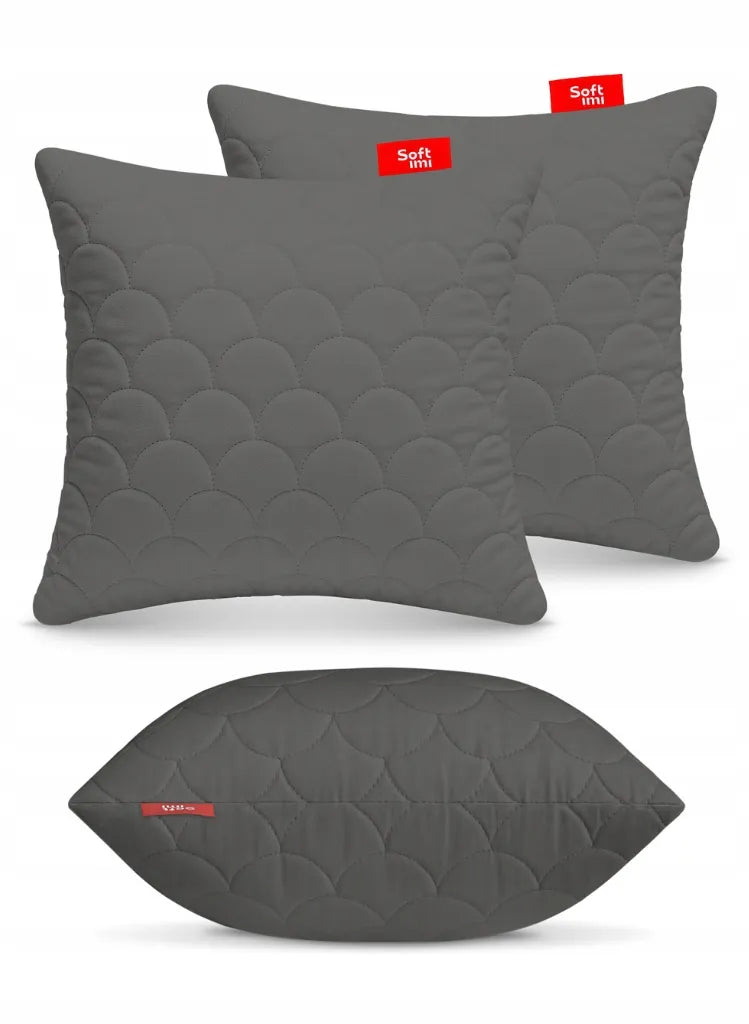 Antialerginė pagalvė 2x40x40cm miego komplektas dygsniuota pilka iš Lenkijos