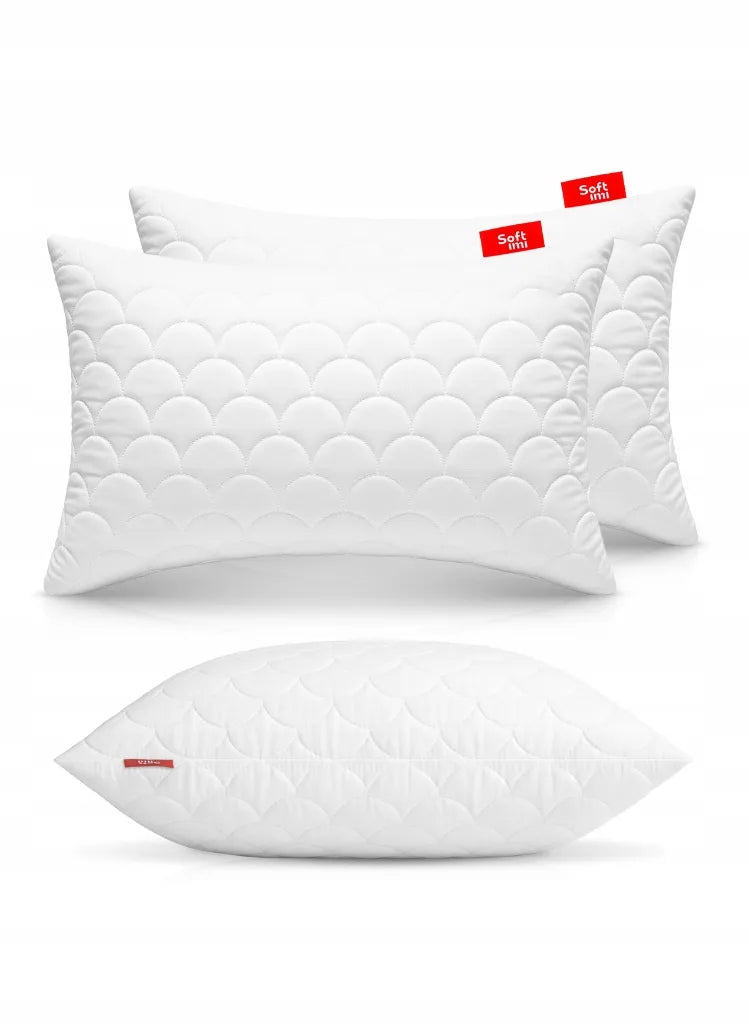 ANTIALERGINĖ PAGALVĖ 2x40x60 cm MIEGO KOMPLEKTAS DYGSNIUOTA BALTA PAGAMINTA LENKIJOJE