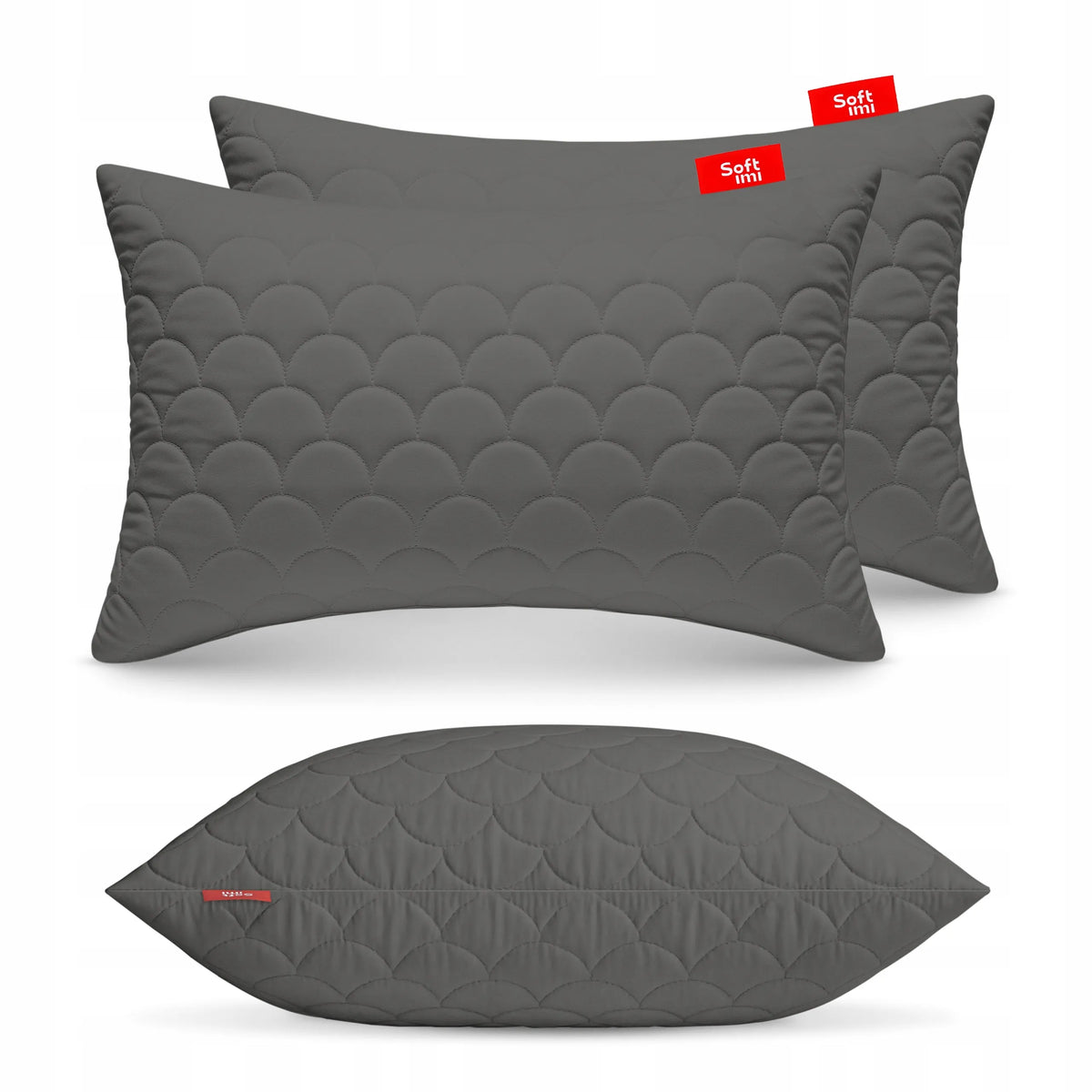 Antialerginė pagalvė 2x40x60cm miego komplektas dygsniuota pilka iš Lenkijos