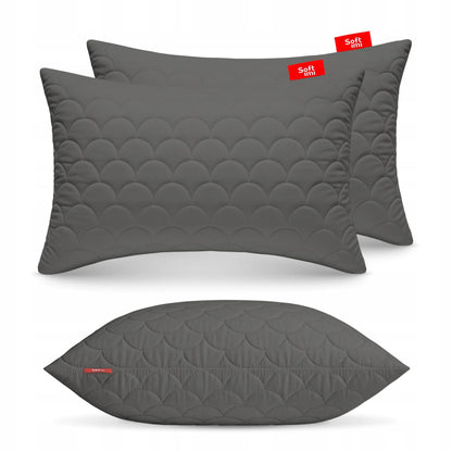 Antialerginė pagalvė 2x40x60cm miego komplektas dygsniuota pilka iš Lenkijos