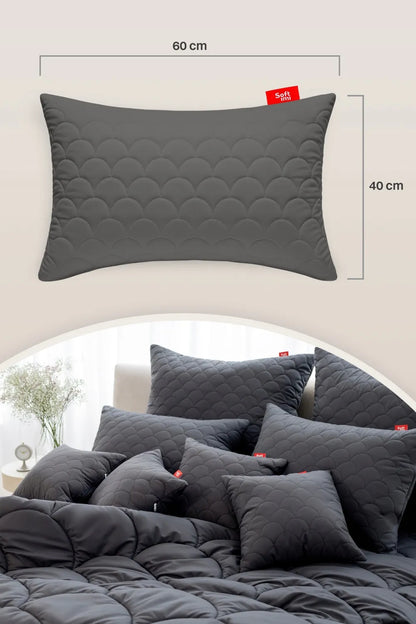 Antialerginė pagalvė 2x40x60cm miego komplektas dygsniuota pilka iš Lenkijos