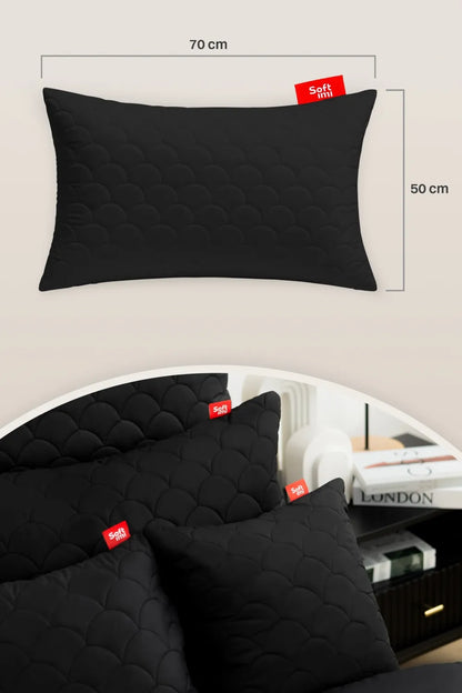 ANTIALERGINĖ PAGALVĖ 2x50x70 cm KOMPLEKTAS MIEGOJIMUI DYGSNIUOTA JUODA LENKIŠKA