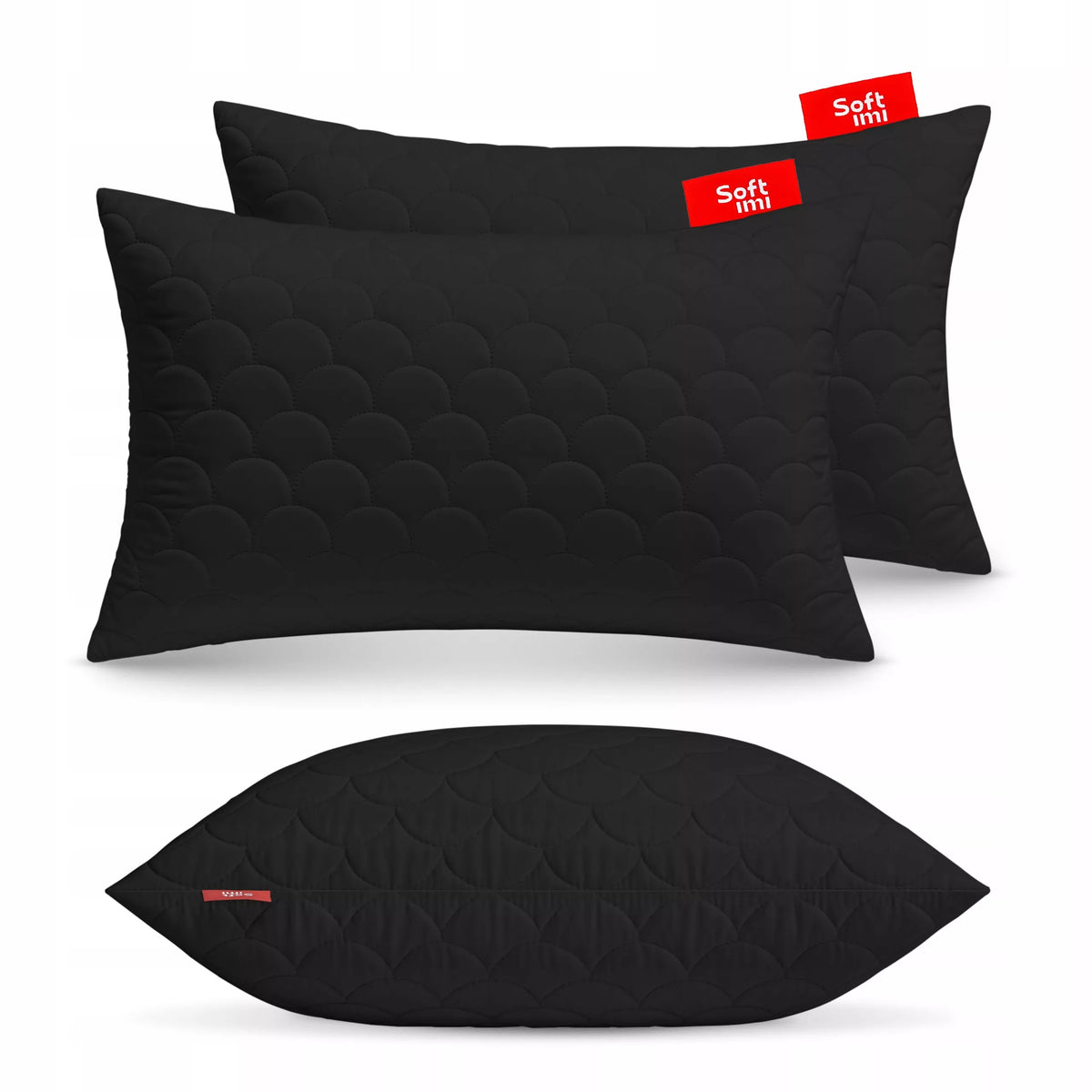 ANTIALERGINĖ PAGALVĖ 2x50x70 cm KOMPLEKTAS MIEGOJIMUI DYGSNIUOTA JUODA LENKIŠKA
