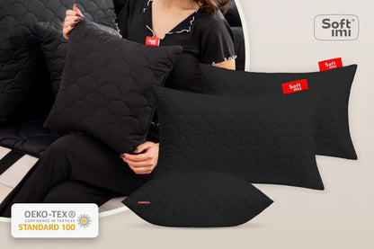 ANTIALERGINĖ PAGALVĖ 2x50x70 cm KOMPLEKTAS MIEGOJIMUI DYGSNIUOTA JUODA LENKIŠKA