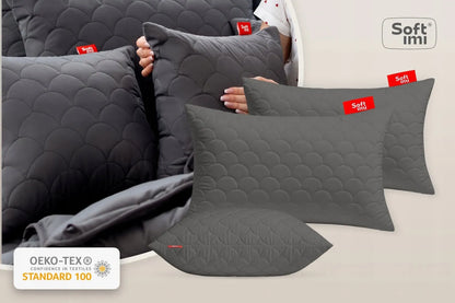 ANTIALERGINĖ PAGALVĖ 2X50X70cm MIEGO KOMPLEKTAS DYGSNIUOTA PILKA IŠ LENKIJOS