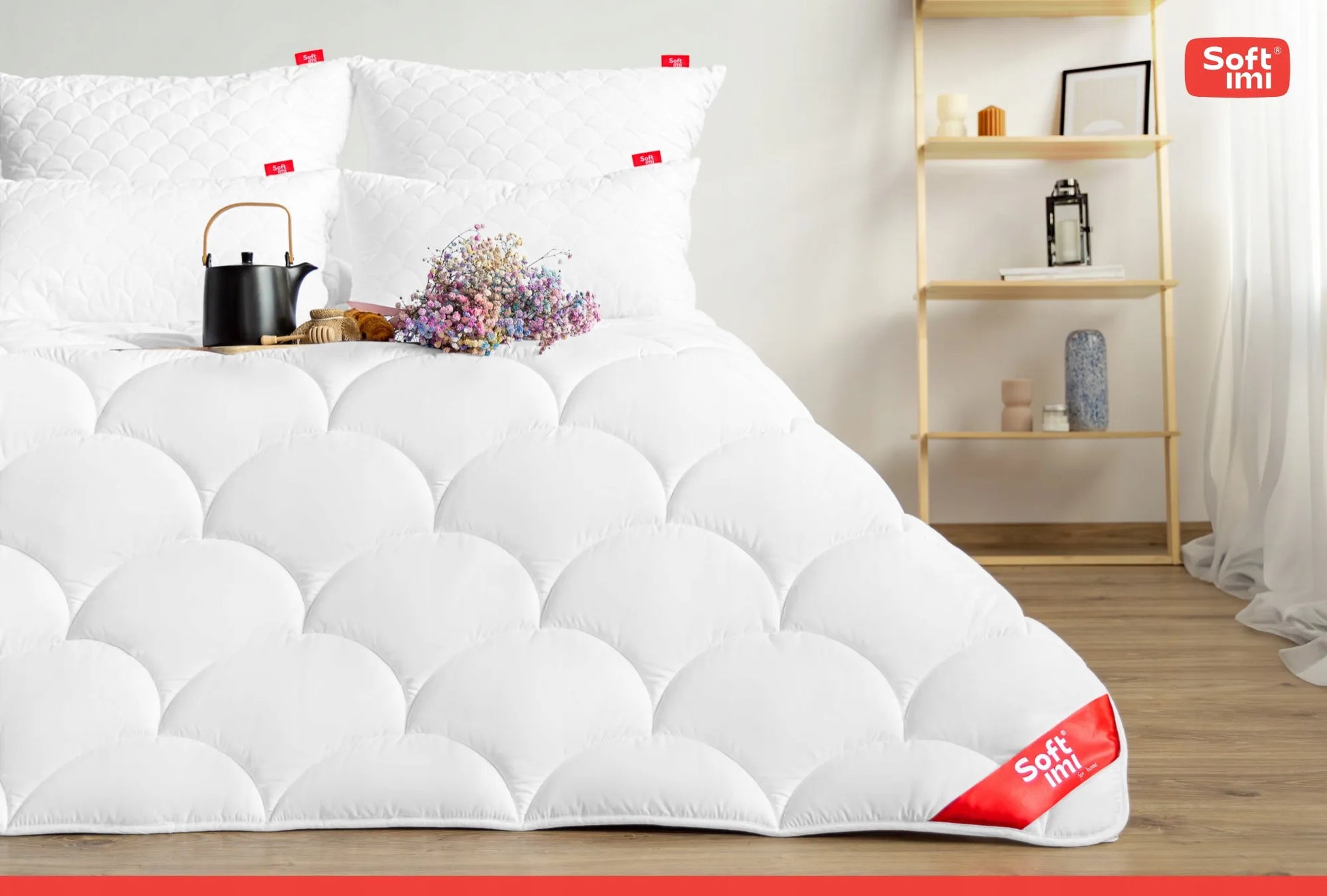 Antialerginė pagalvė 2x60x70 cm komplektas miegui dygsniuota balta su užtrauktuku