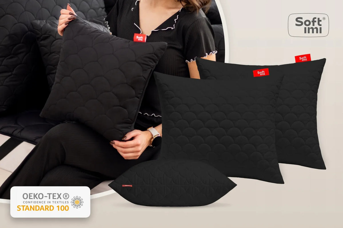 ANTIALERGINĖ PAGALVĖ 2X60X70 cm MIEGO KOMPLEKTAS DYGSNIUOTA JUODA LENKIŠKA