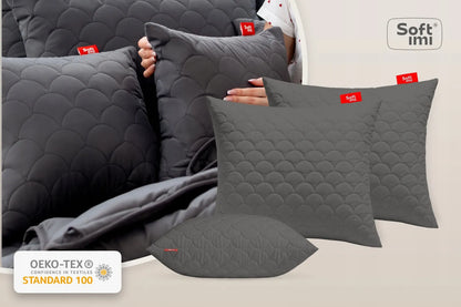 Antialerginė pagalvė 2X60X70cm miego komplektas dygsniuota pilka iš Lenkijos