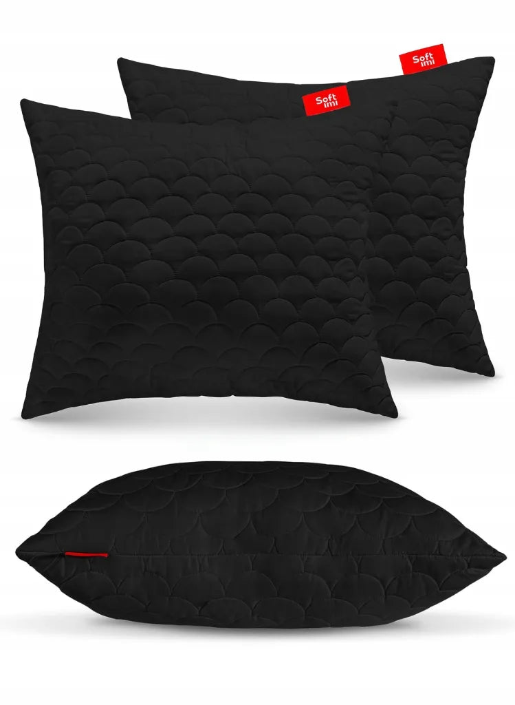 Antialerginė pagalvė 2x70x80 cm rinkinys miegui dygsniuota juoda Lenkija