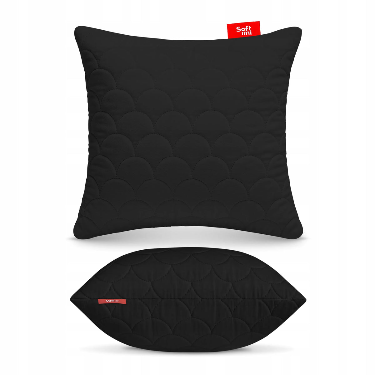 Antialerginė pagalvė 40x40 cm juoda dygsniuota su užtrauktuku miegui