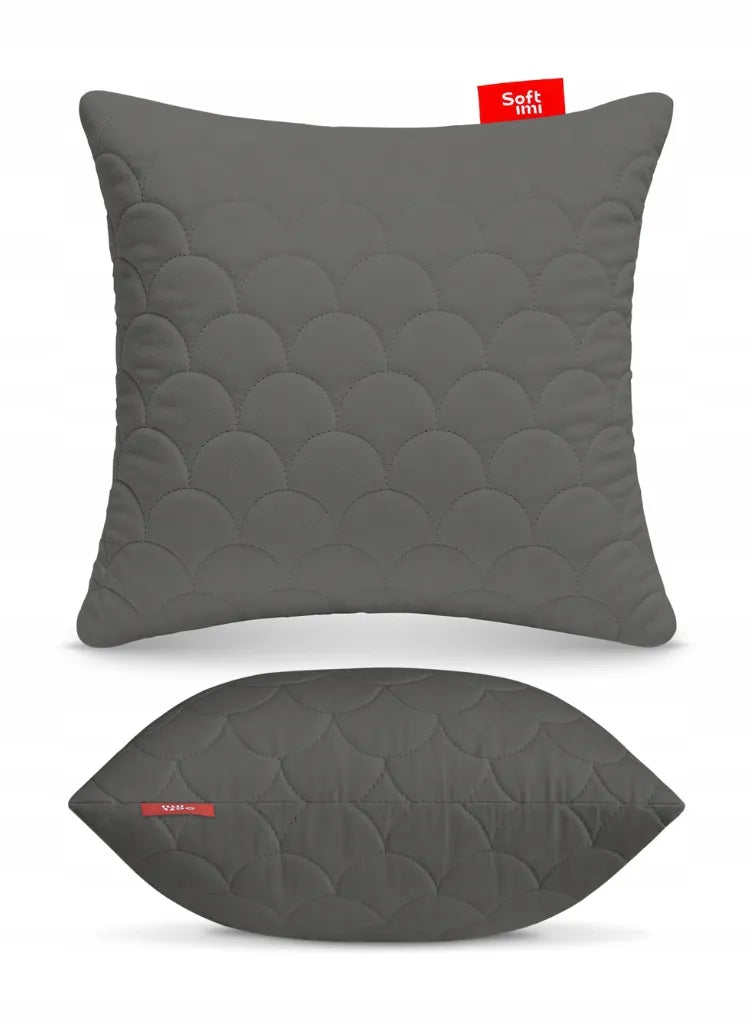 Antialerginė pagalvė 40x40 cm pilka dygsniuota su užtrauktuku
