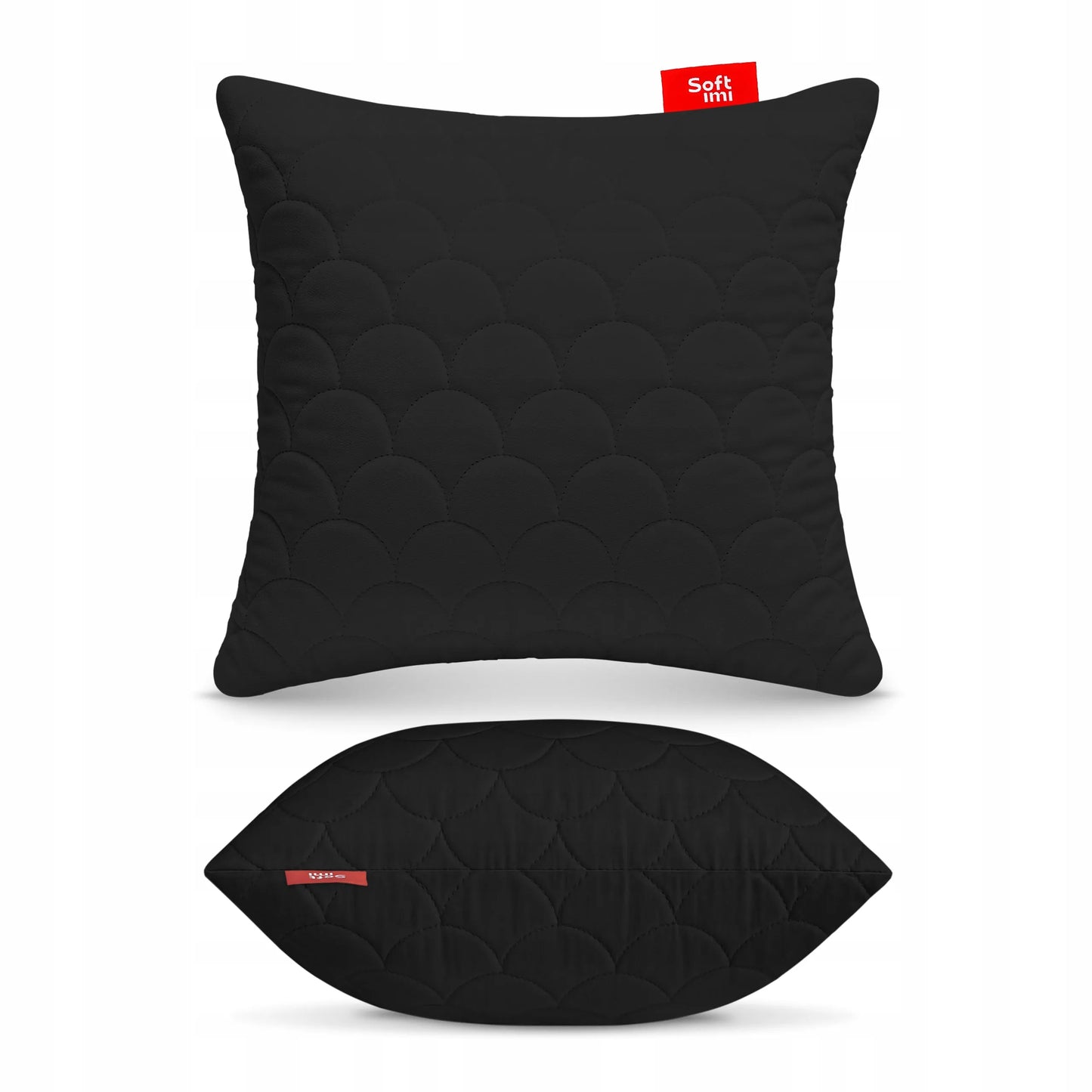 Antialerginė pagalvė 45x45 cm juoda dygsniuota su užtrauktuku miegui