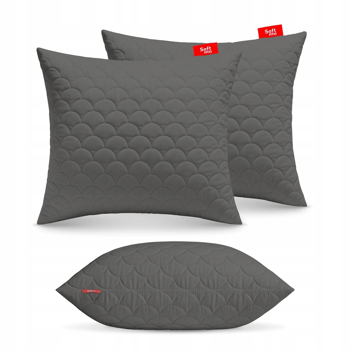 Antialerginė pagalvė 50x60cm, komplektas 2 vnt., dygsniuota, pilka, pagaminta Lenkijoje