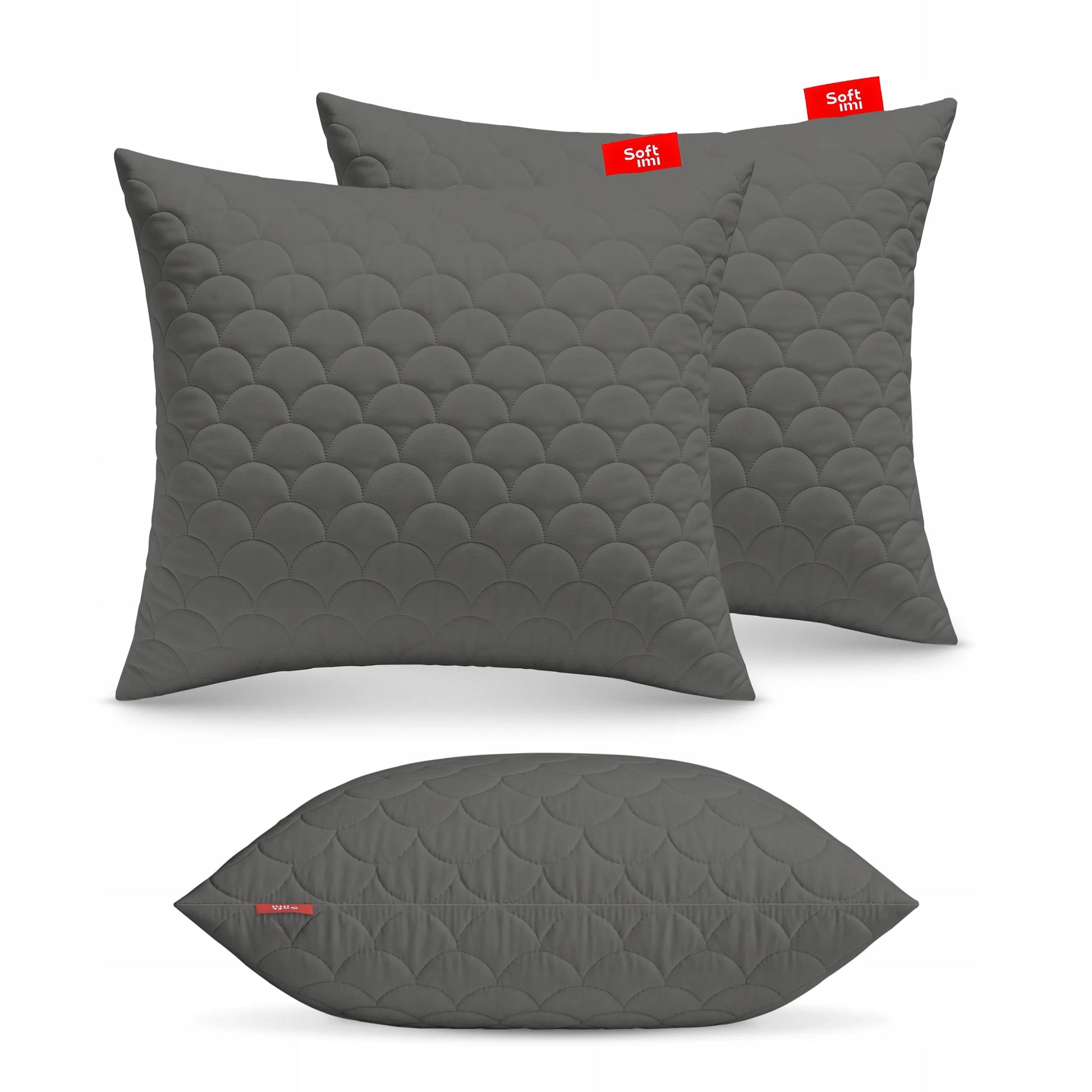 Antialerginė pagalvė 50x60cm, komplektas 2 vnt., dygsniuota, pilka, pagaminta Lenkijoje