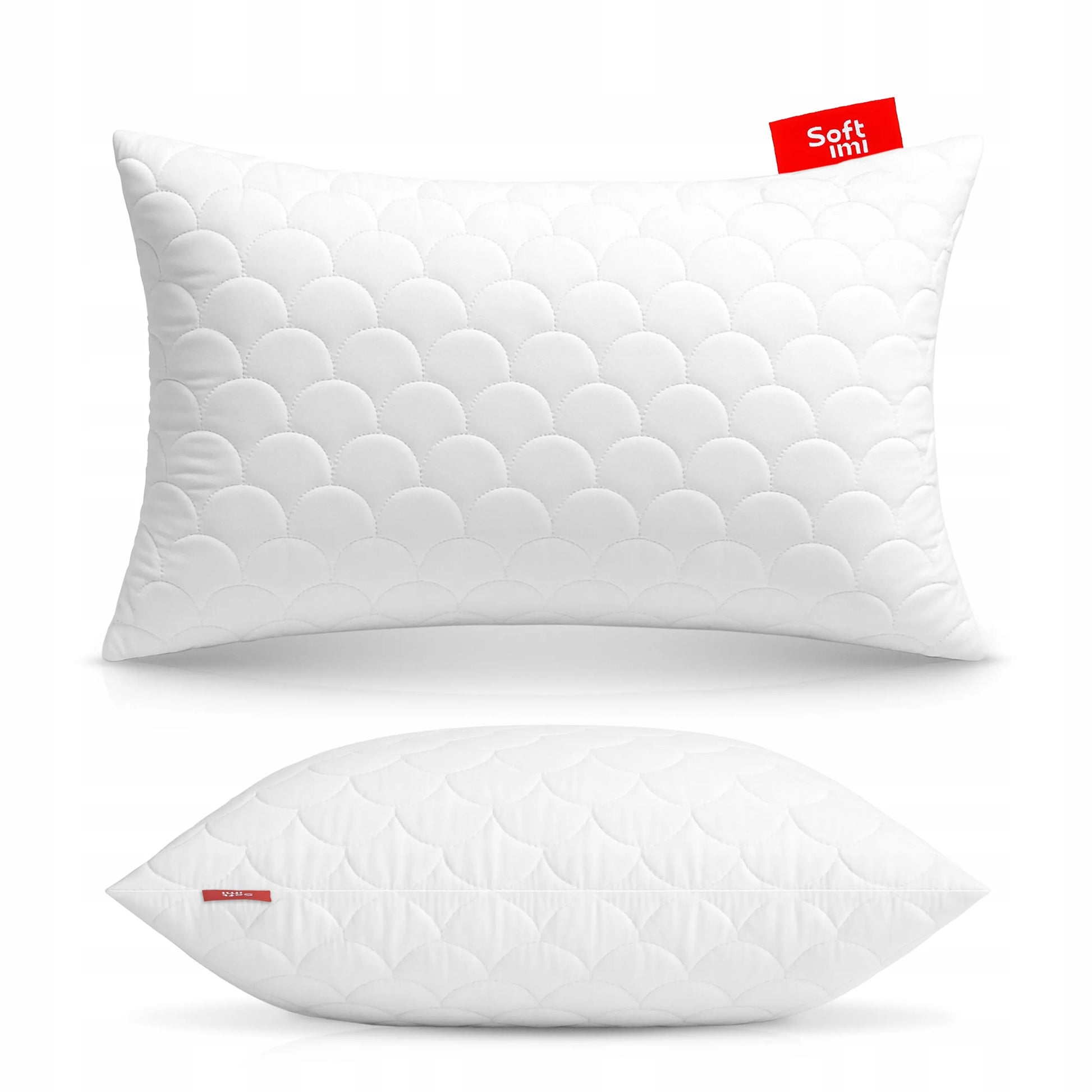 Antialerginė pagalvė 50x75 cm, dygsniuota, stora, su užtrauktuku, balta