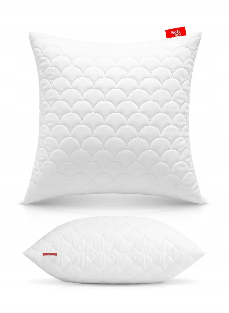 Antialerginė pagalvė 80x80 cm miegui, dygsniuota, stora, su užtrauktuku, balta
