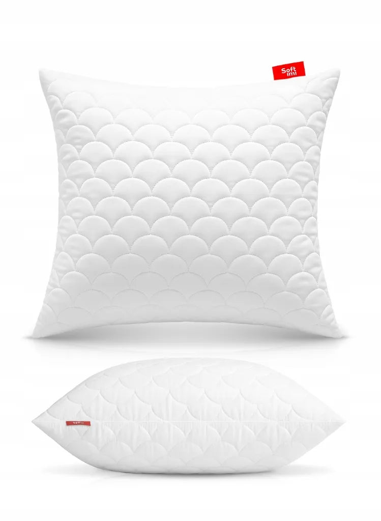 Antialerginė pagalvė 80x90 cm, dygsniuota, balta, su užtrauktuku