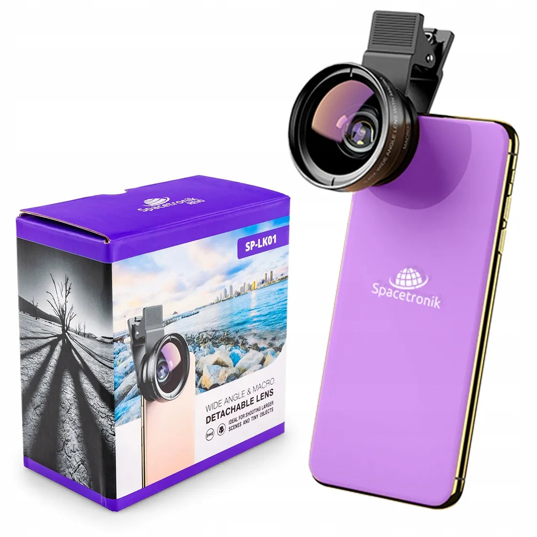 APEXEL 2-in-1 telefono objektyvų rinkinys: makro ir plataus kampo HD