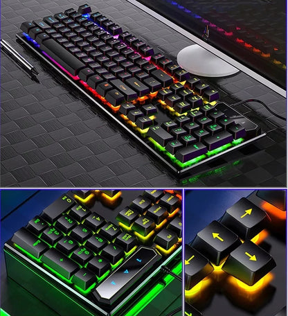 Apšviečiama žaidimų klaviatūra + RGB LED pelė