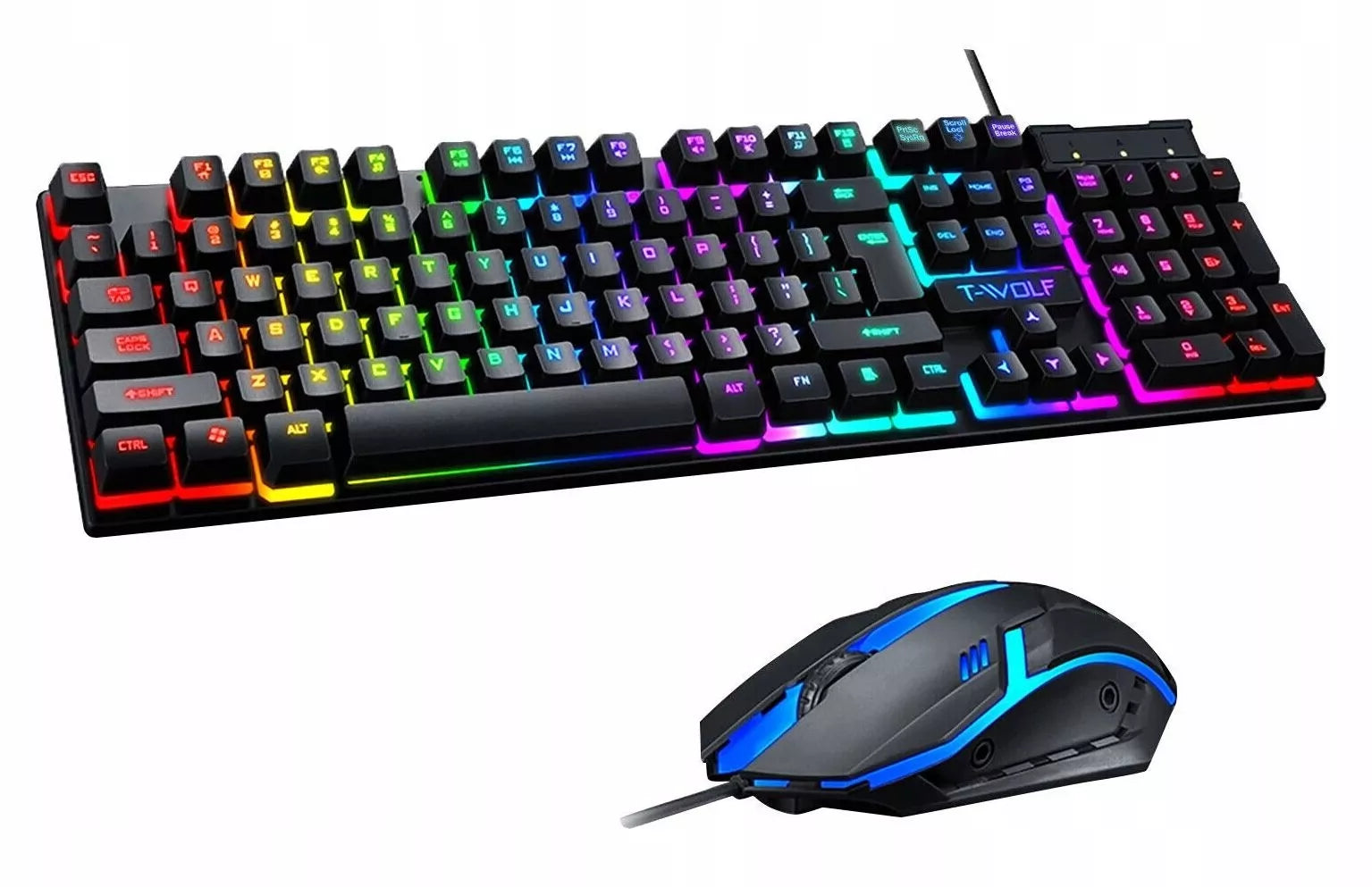 Apšviečiama žaidimų klaviatūra + RGB LED pelė