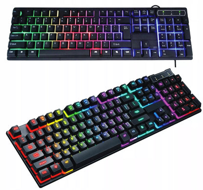 Apšviečiama žaidimų klaviatūra + RGB LED pelė