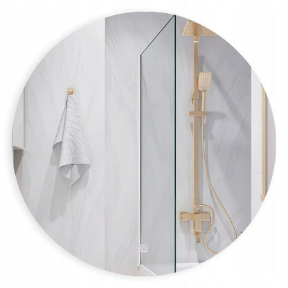 Apvalus berėmis LED apšviečiamas vonios veidrodis, 70 cm