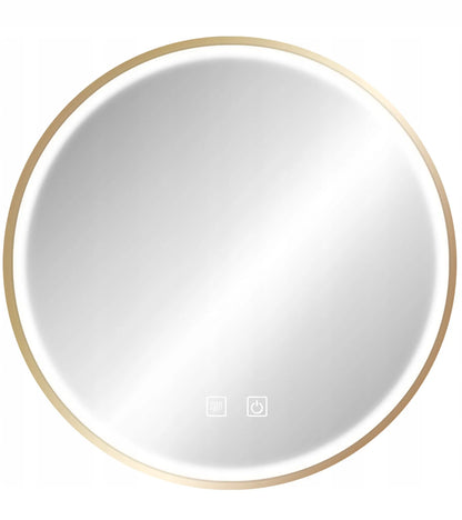 Apvalus LED veidrodis REA 90 cm auksinis su apšvietimu jutiklinis su garų šalinimo funkcija MMJ