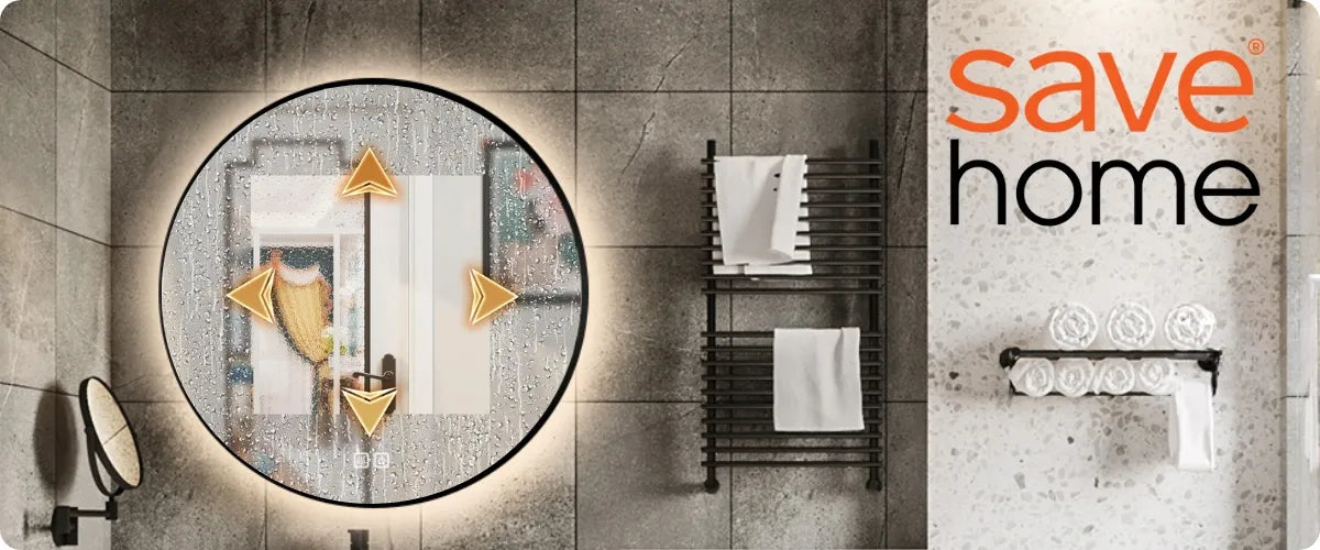 Apvalus LED vonios veidrodis 80 cm, apšviečiamas, loft stiliaus, juodas metalinis rėmas, PREMIUM