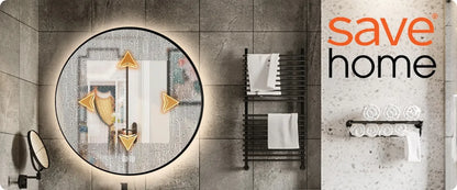 Apvalus LED vonios veidrodis 80 cm, apšviečiamas, loft stiliaus, juodas metalinis rėmas, PREMIUM