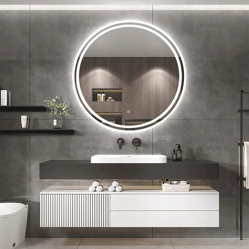 Apvalus LED vonios veidrodis REA BAS P11, 70 cm, su lietimui jautriu valdymu