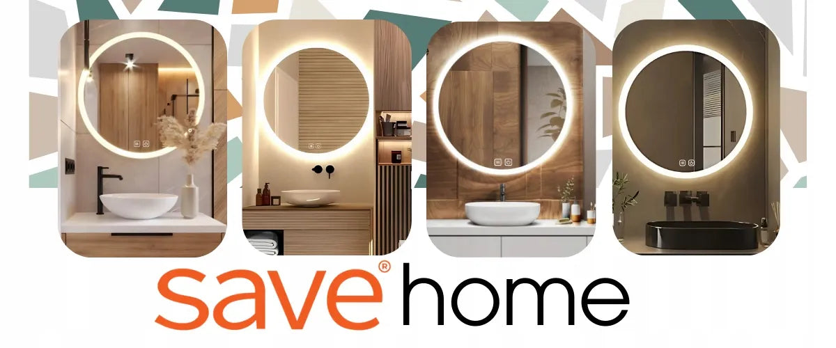Apvalus LED vonios veidrodis „Save Home“, 60 cm, 3 šviesos spalvos, reguliuojamas ryškumas, anti-fog