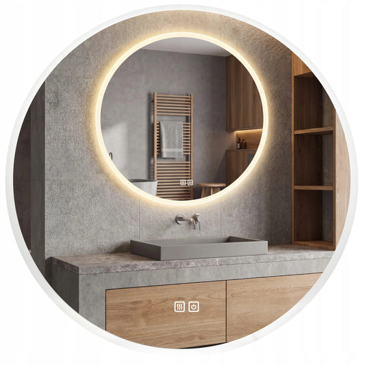 Apvalus LED vonios veidrodis „Save Home“, 60 cm, 3 šviesos spalvos, reguliuojamas ryškumas, anti-fog