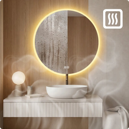 Apvalus LED vonios veidrodis „Save Home“, 60 cm, 3 šviesos spalvos, reguliuojamas ryškumas, anti-fog