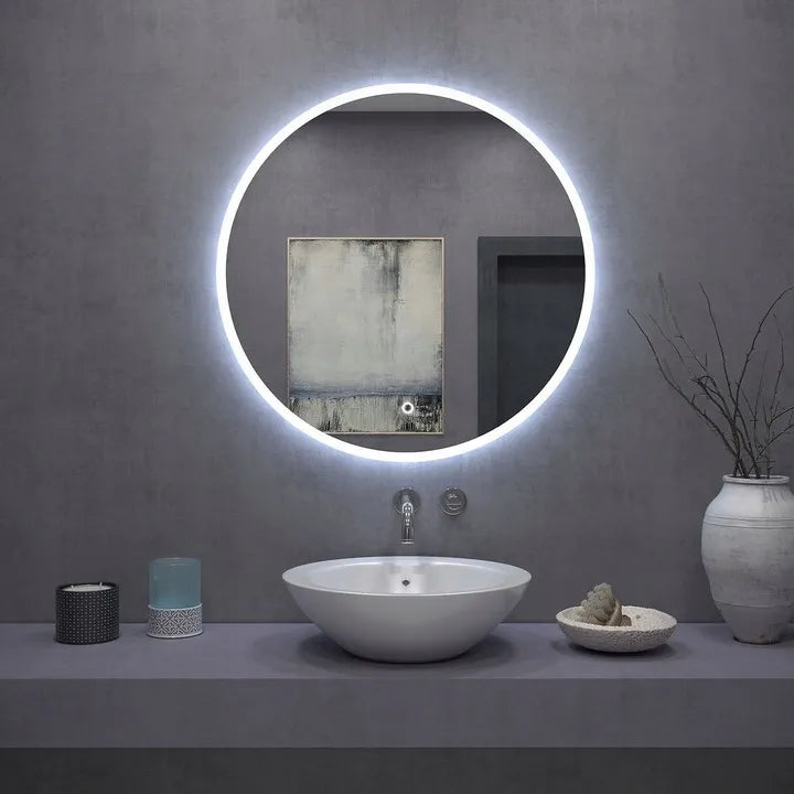 Apvalus sieninis LED veidrodis su jutikliniu valdymu 70 cm makiažui