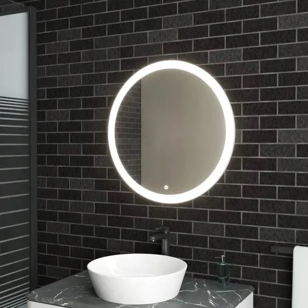 Apvalus sieninis LED veidrodis su jutikliniu valdymu 70 cm makiažui