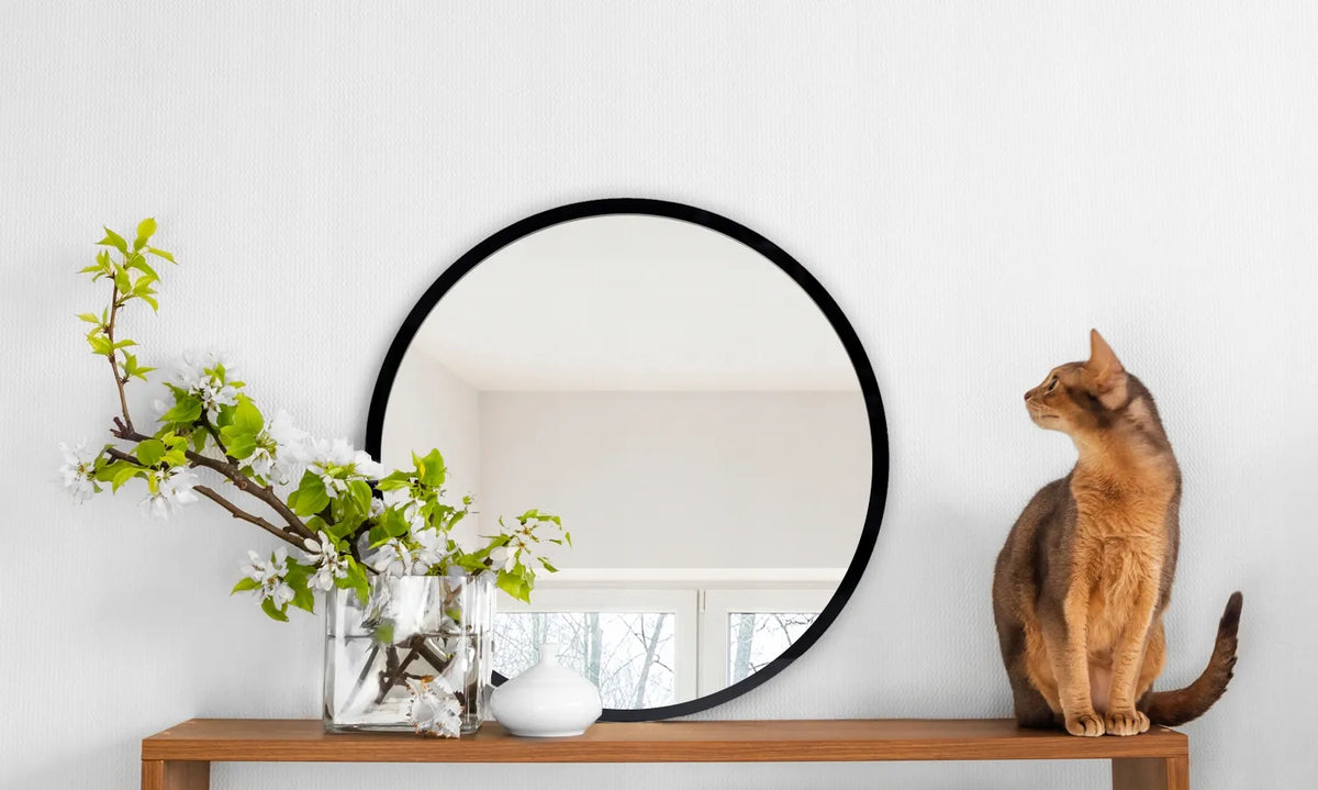 Apvalus sieninis veidrodis „Loft“ su stikliniu rėmeliu, 60 cm