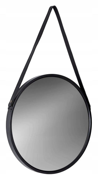 Apvalus sieninis veidrodis „Mirage“ su juodu dirželiu, 60 cm
