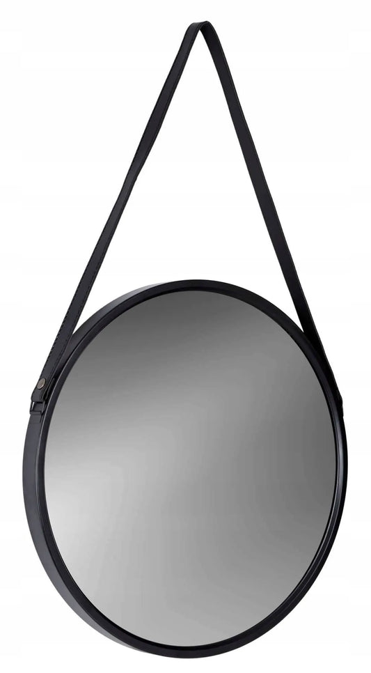 Apvalus sieninis veidrodis „Mirage“ su juodu dirželiu, 60 cm